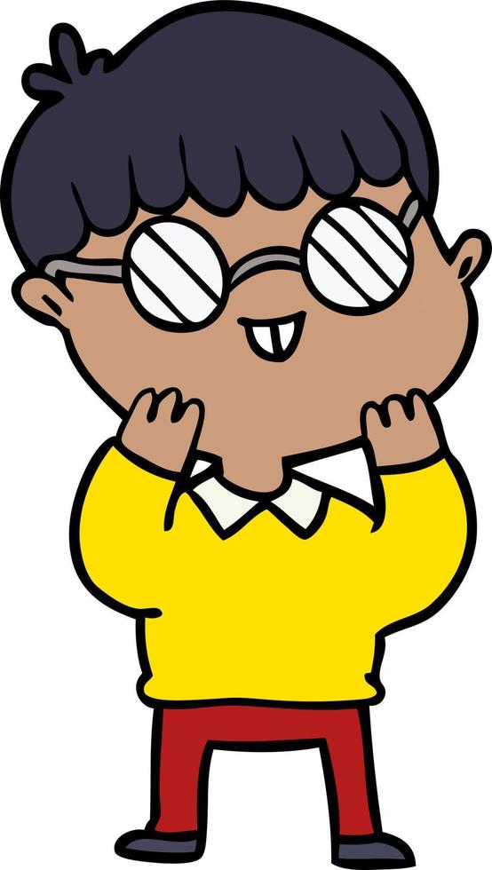 cartoon boy wearing spectacles vector