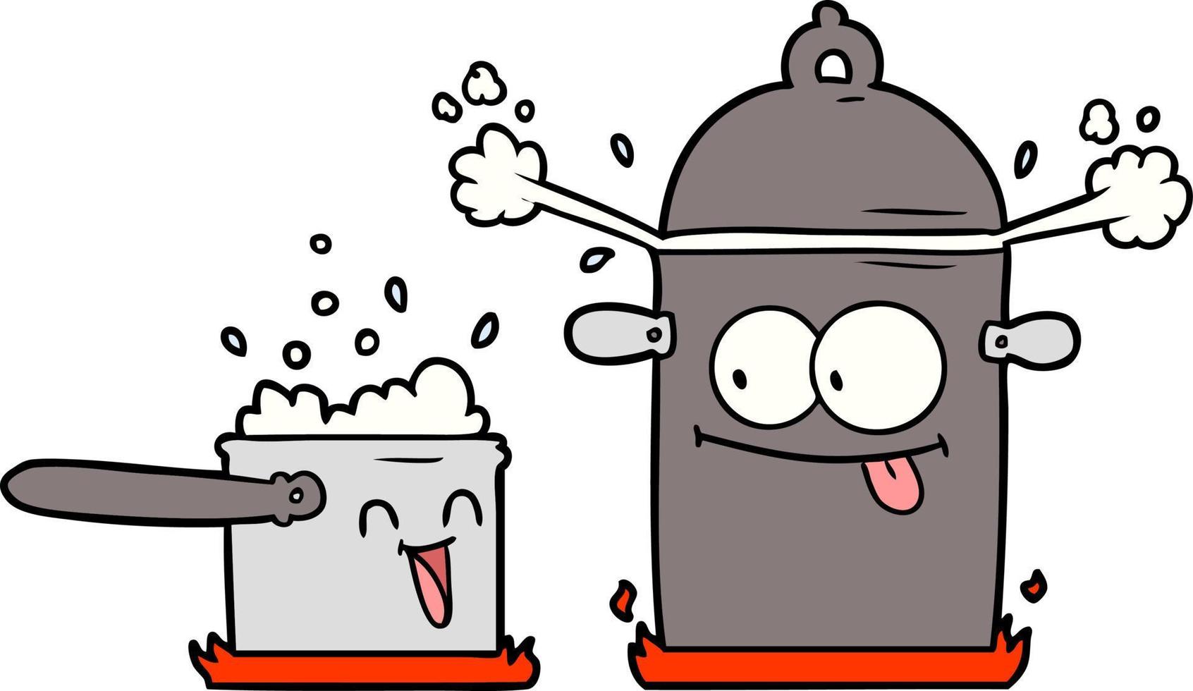 bubbling pans cartoon vector