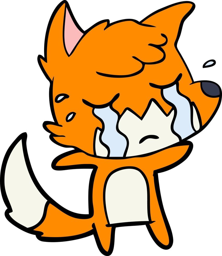 crying fox cartoon vector