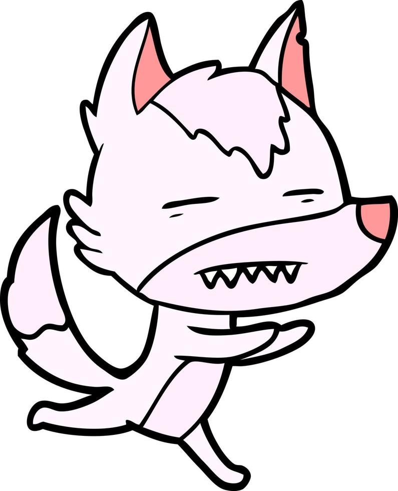 cartoon wolf showing teeth vector
