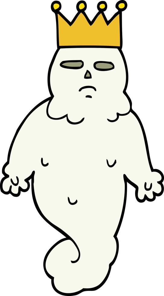 hand drawn doodle style cartoon spooky ghost king vector
