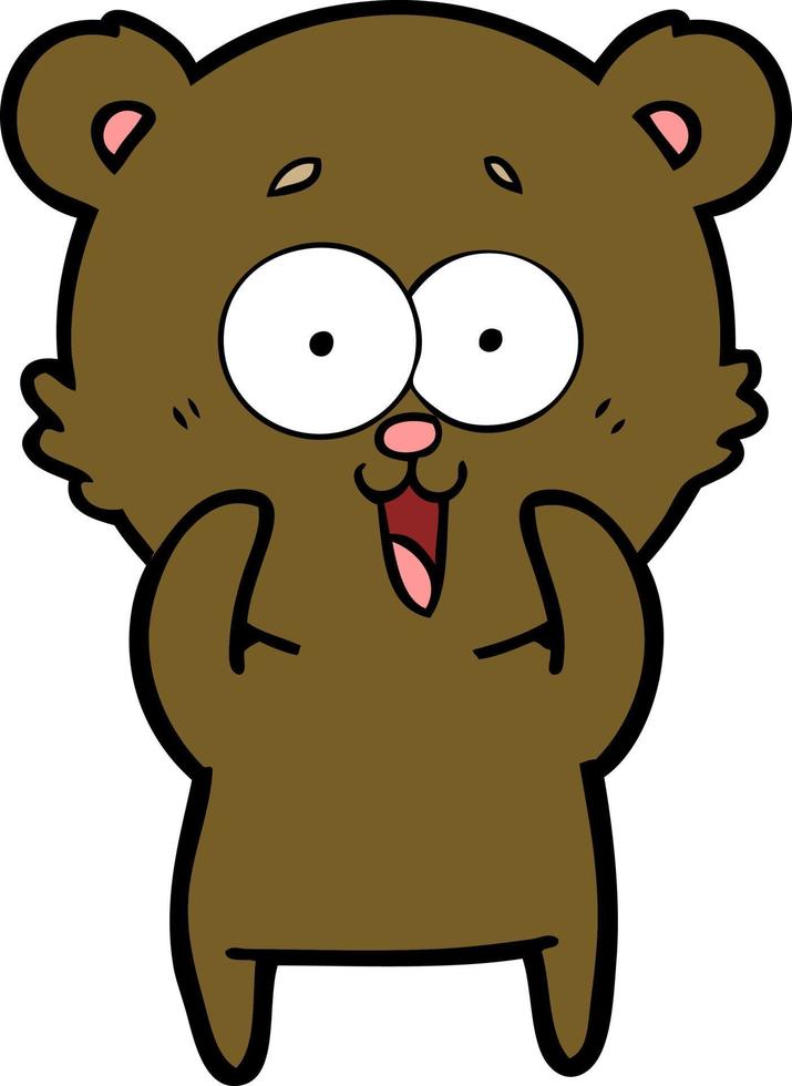 dibujos animados de oso de peluche riendo vector