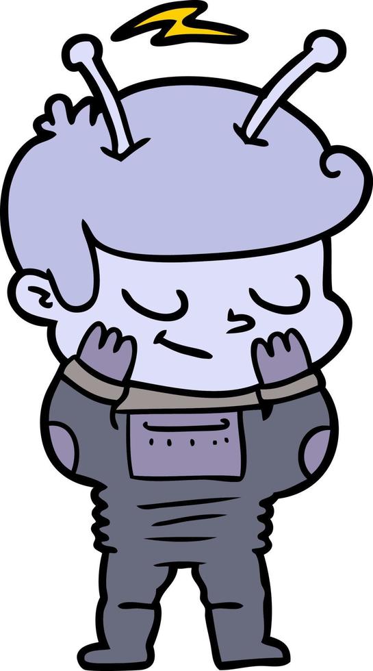 bashful cartoon spaceman vector
