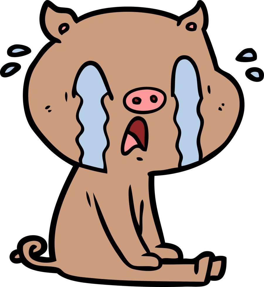 crying pig cartoon vector