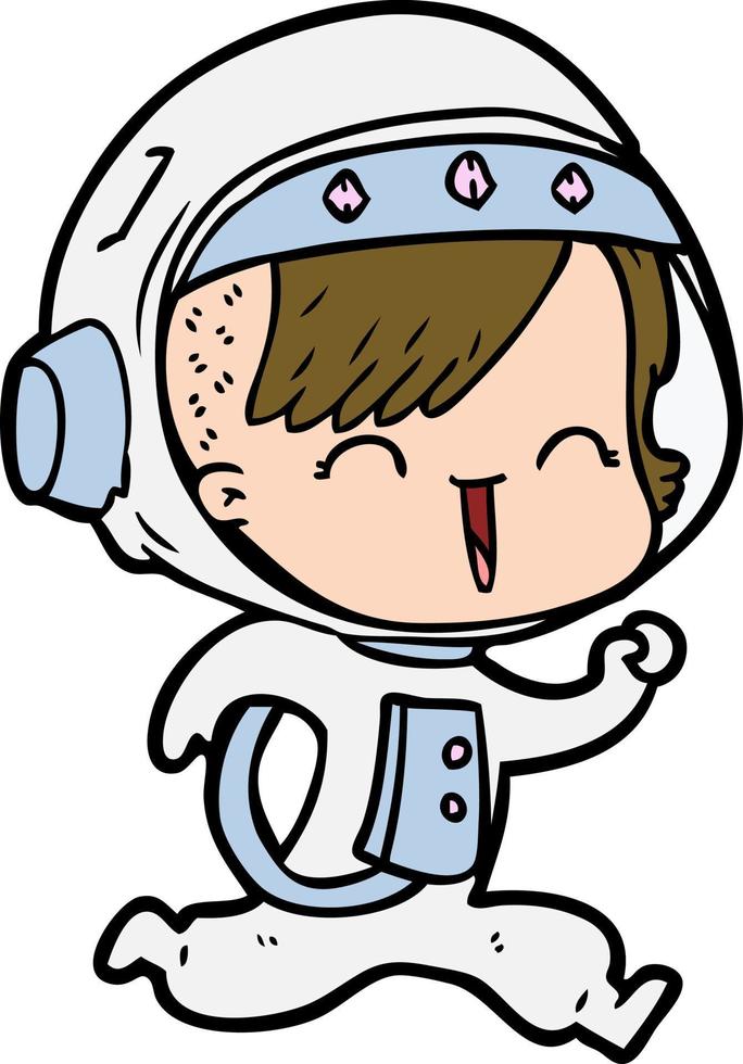 happy cartoon space girl vector