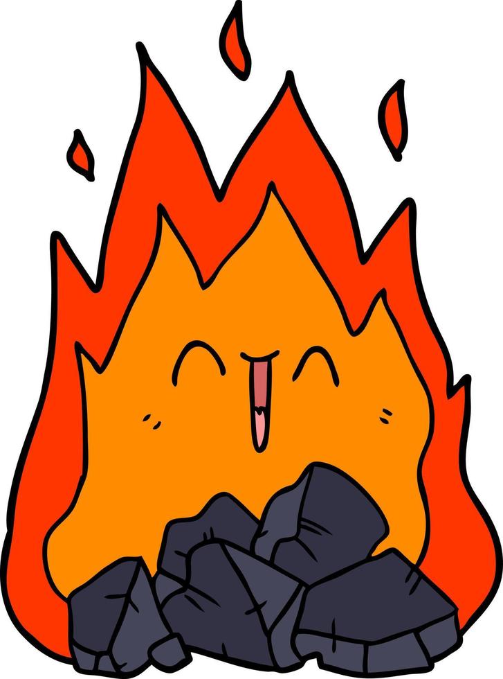 cartoon blazing coal fire vector
