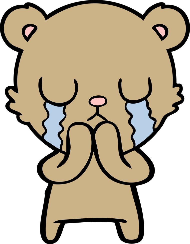 crying cartoon bear vector