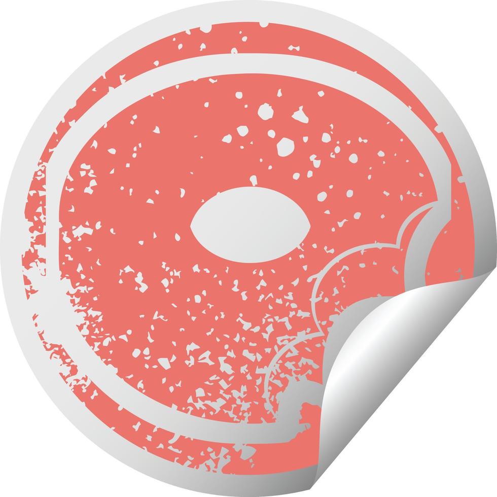 bitten donut graphic distressed sticker illustration icon vector