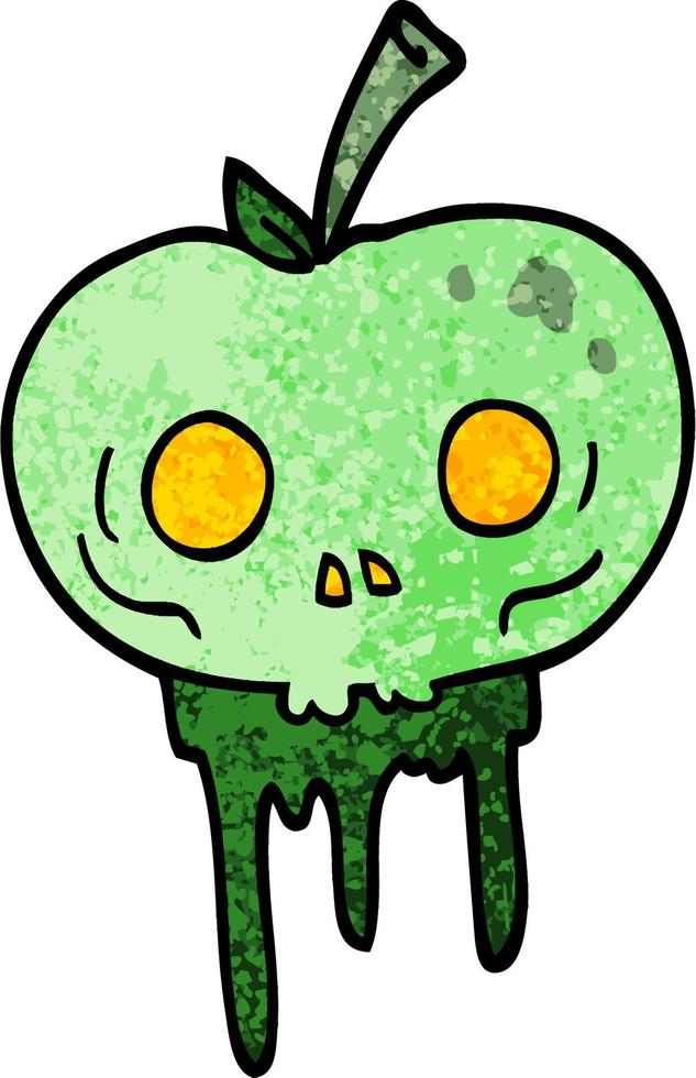 manzana de halloween de dibujos animados de ilustración con textura grunge vector