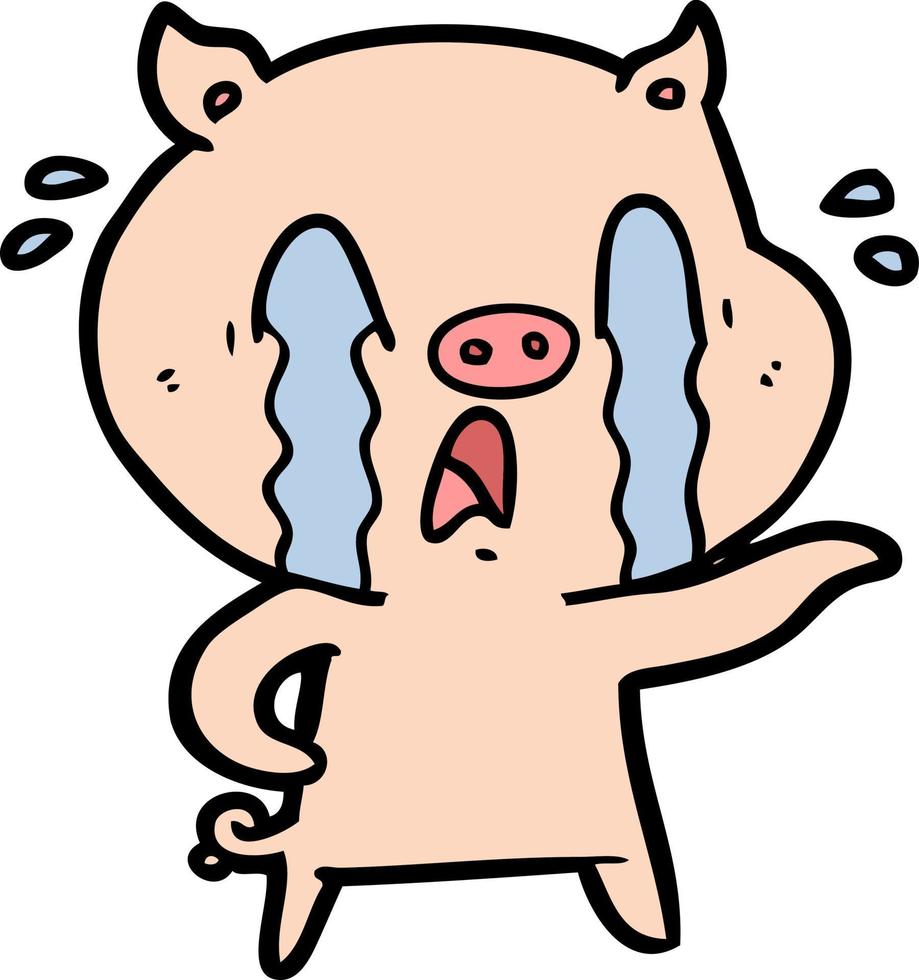 crying pig cartoon vector