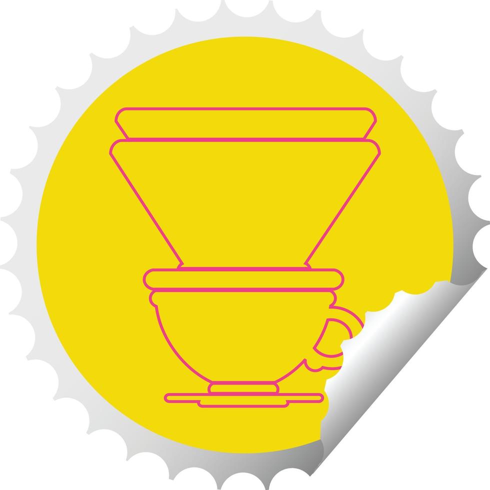 coffee filter cup circular peeling sticker vector