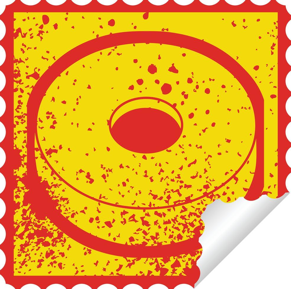 donut graphic distressed sticker illustration icon vector