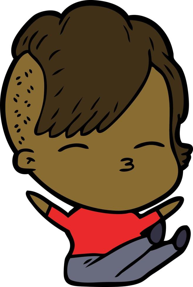cartoon squinting girl vector