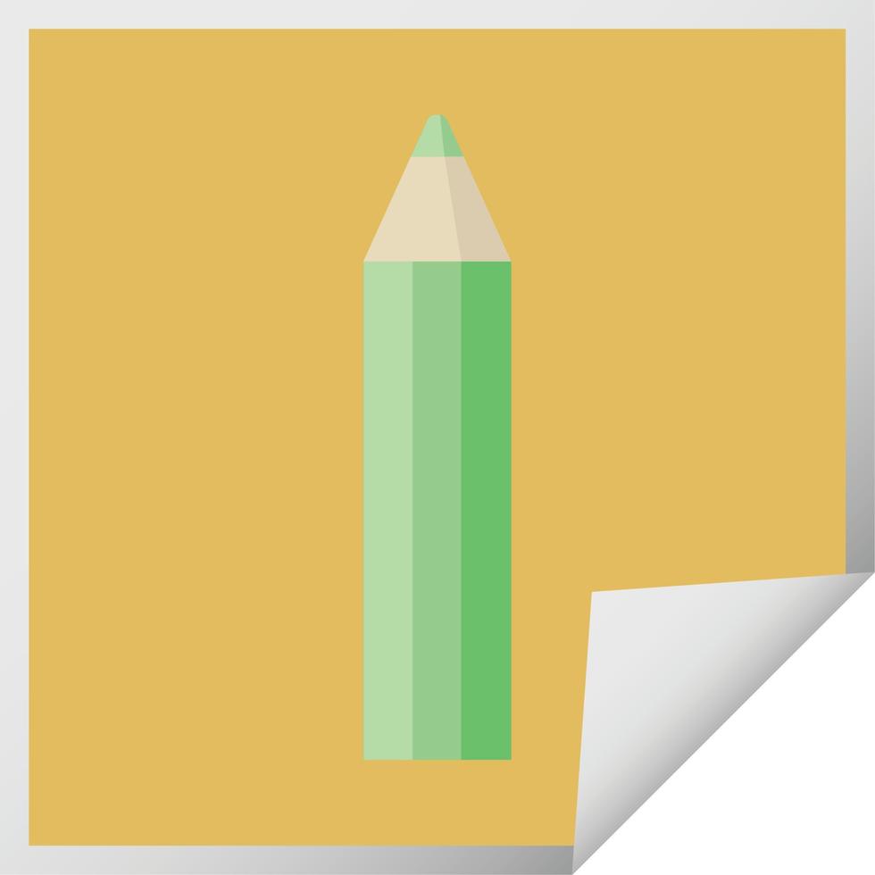 green coloring pencil graphic vector illustration square sticker