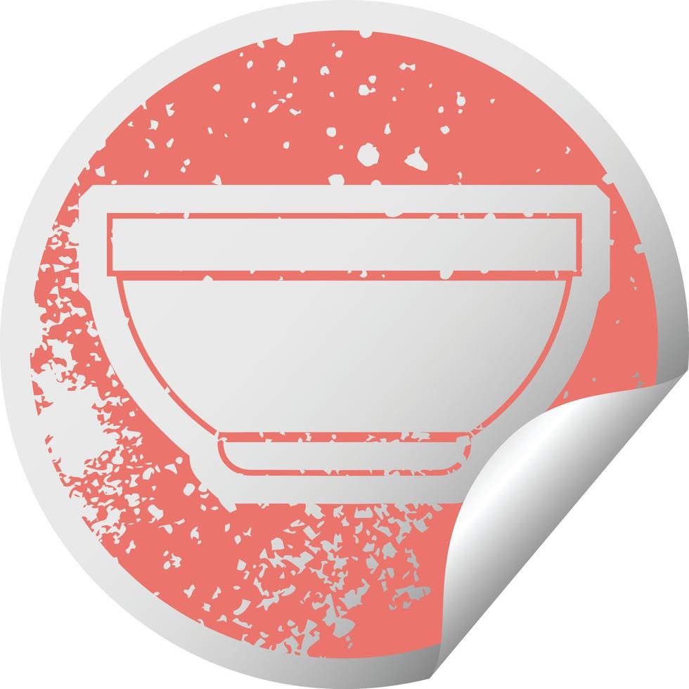 distressed sticker icon illustration of a bowl vector