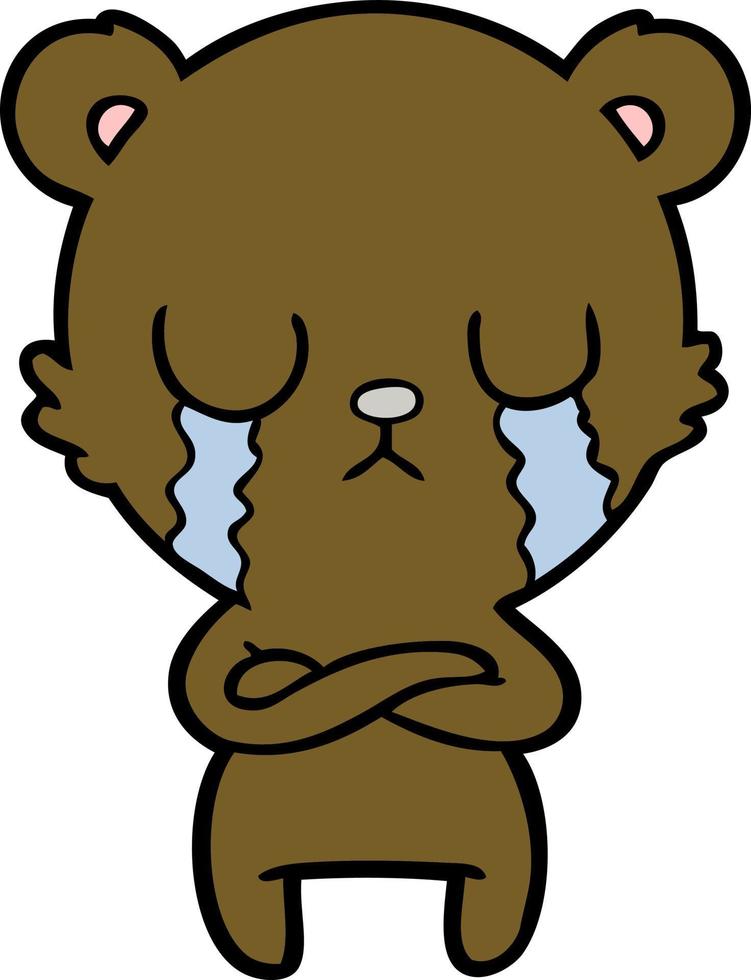 crying cartoon bear vector