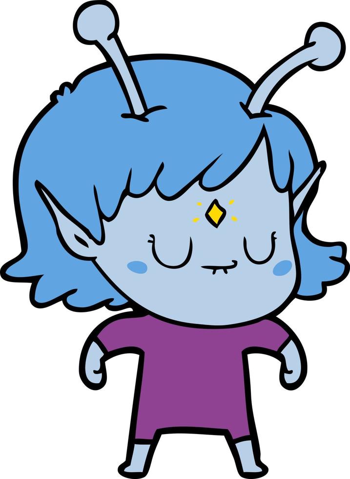 cartoon alien girl vector