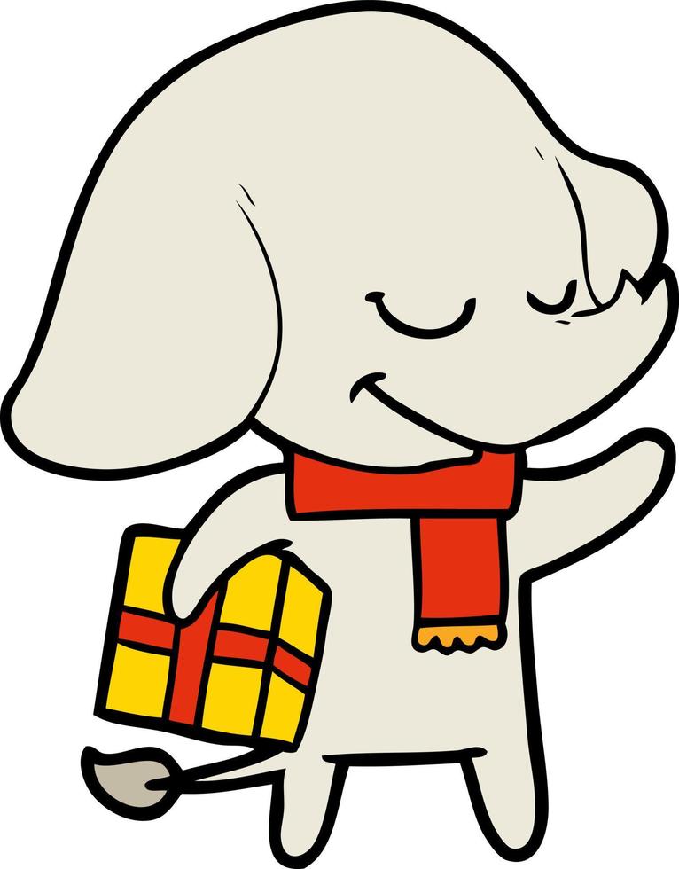 cartoon christmas elephant vector