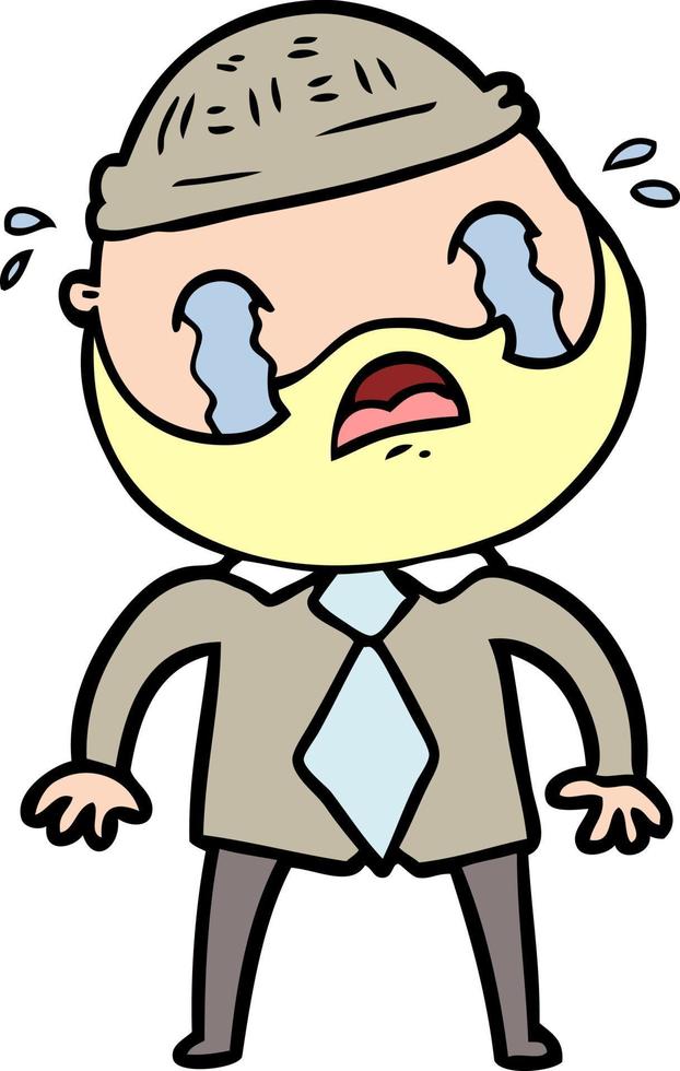 cartoon bearded man crying vector