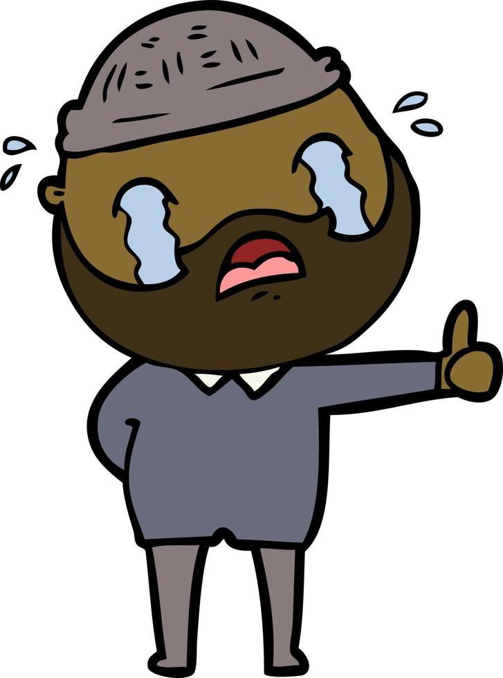 cartoon bearded man crying vector