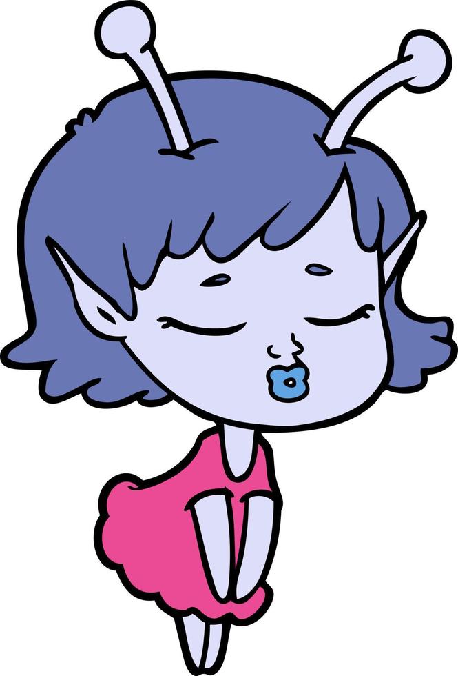 cute alien girl cartoon vector