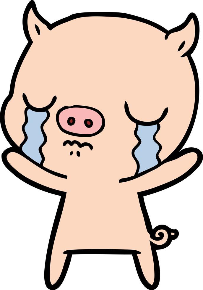 cartoon pig crying vector