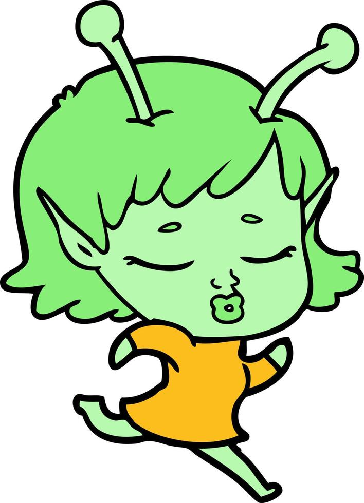 cartoon alien girl vector
