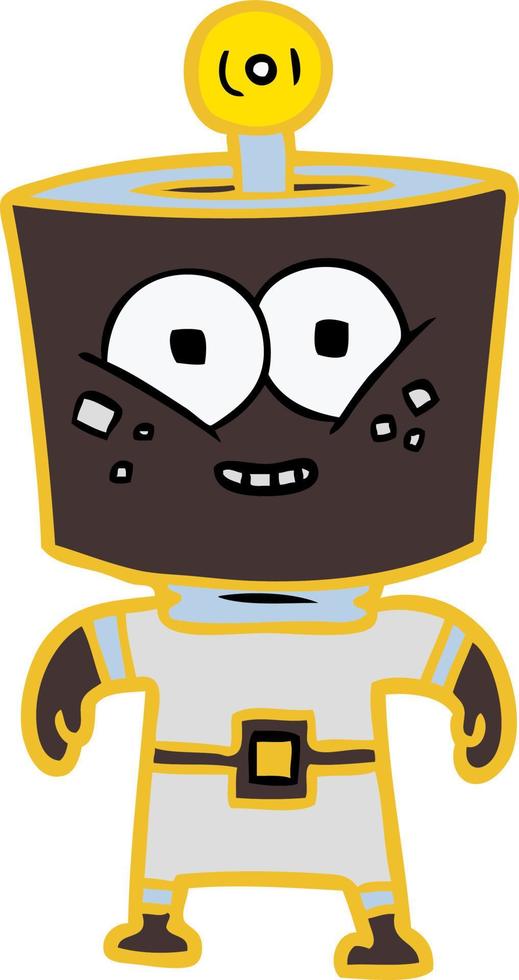 happy energized cartoon robot vector
