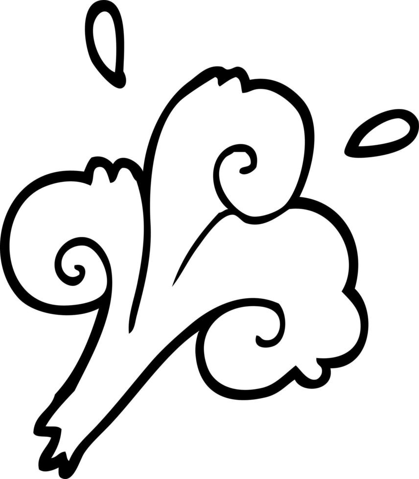 black and white cartoon water waves vector