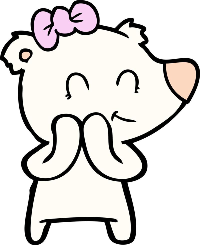 shy female polar bear cartoon vector