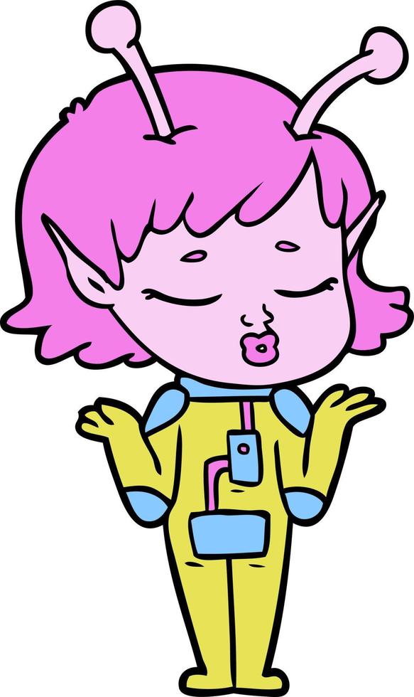 cartoon alien girl vector