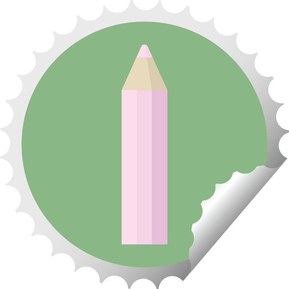 pink coloring pencil graphic vector illustration round sticker stamp