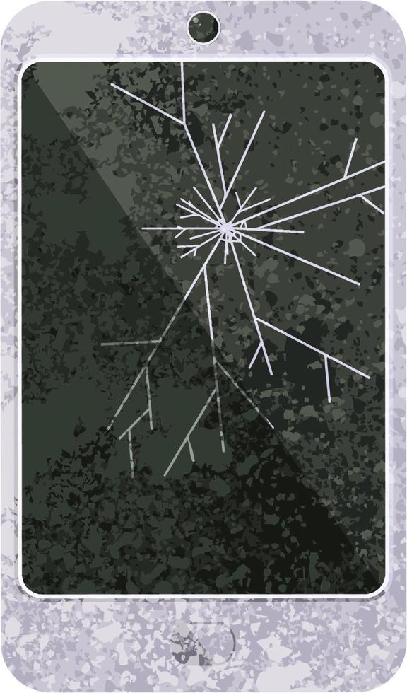cracked screen cell phone graphic vector illustration icon