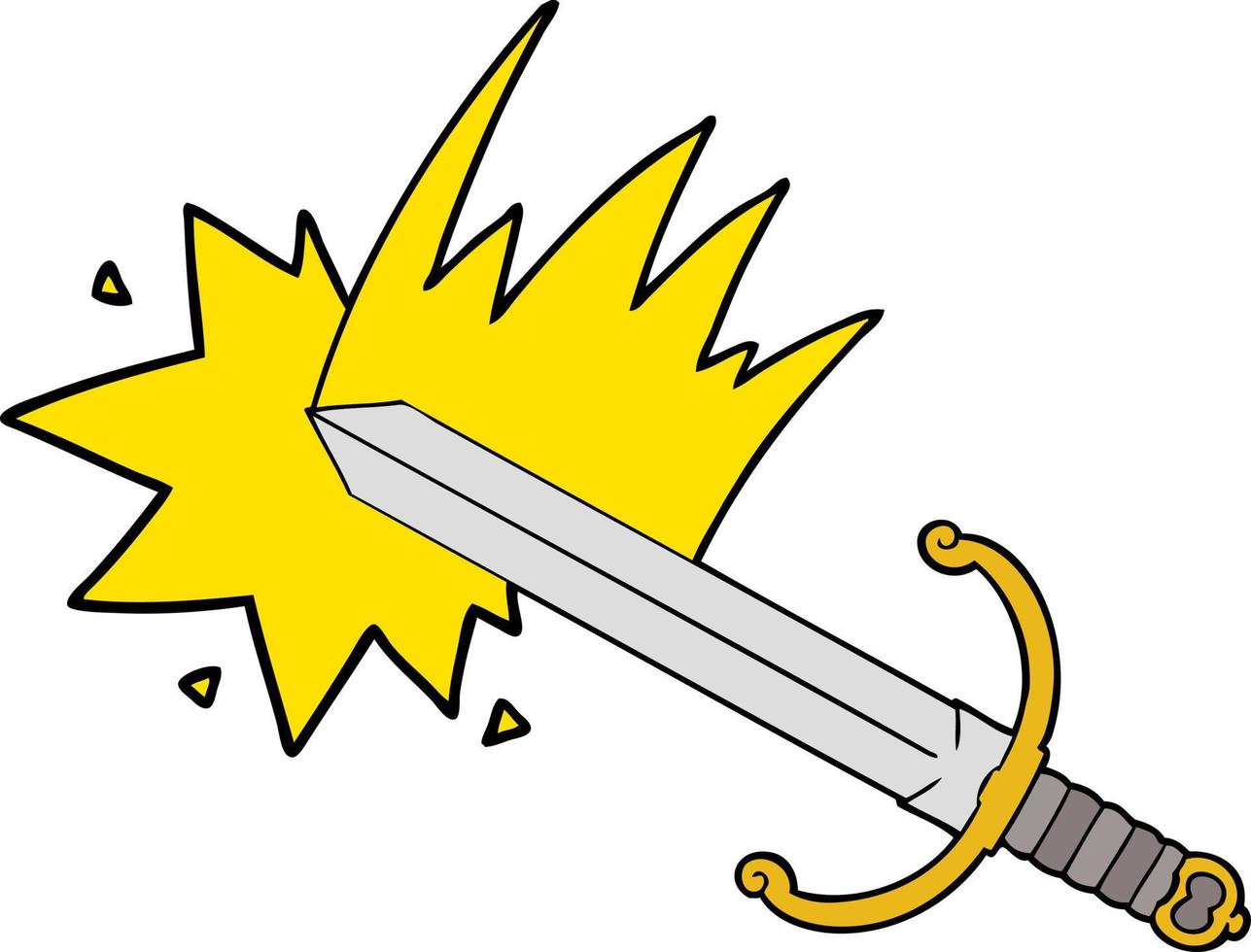 swinging cartoon sword vector