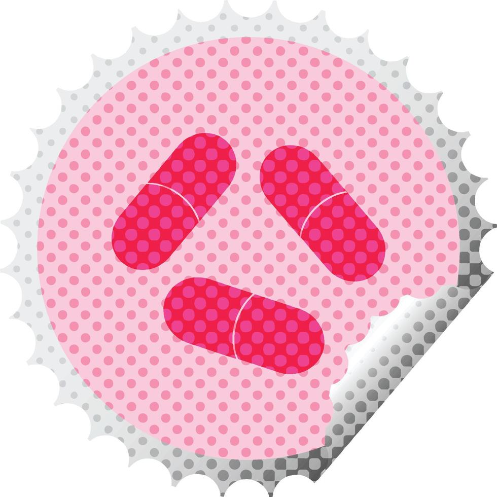 pills vector illustration circular peeling sticker