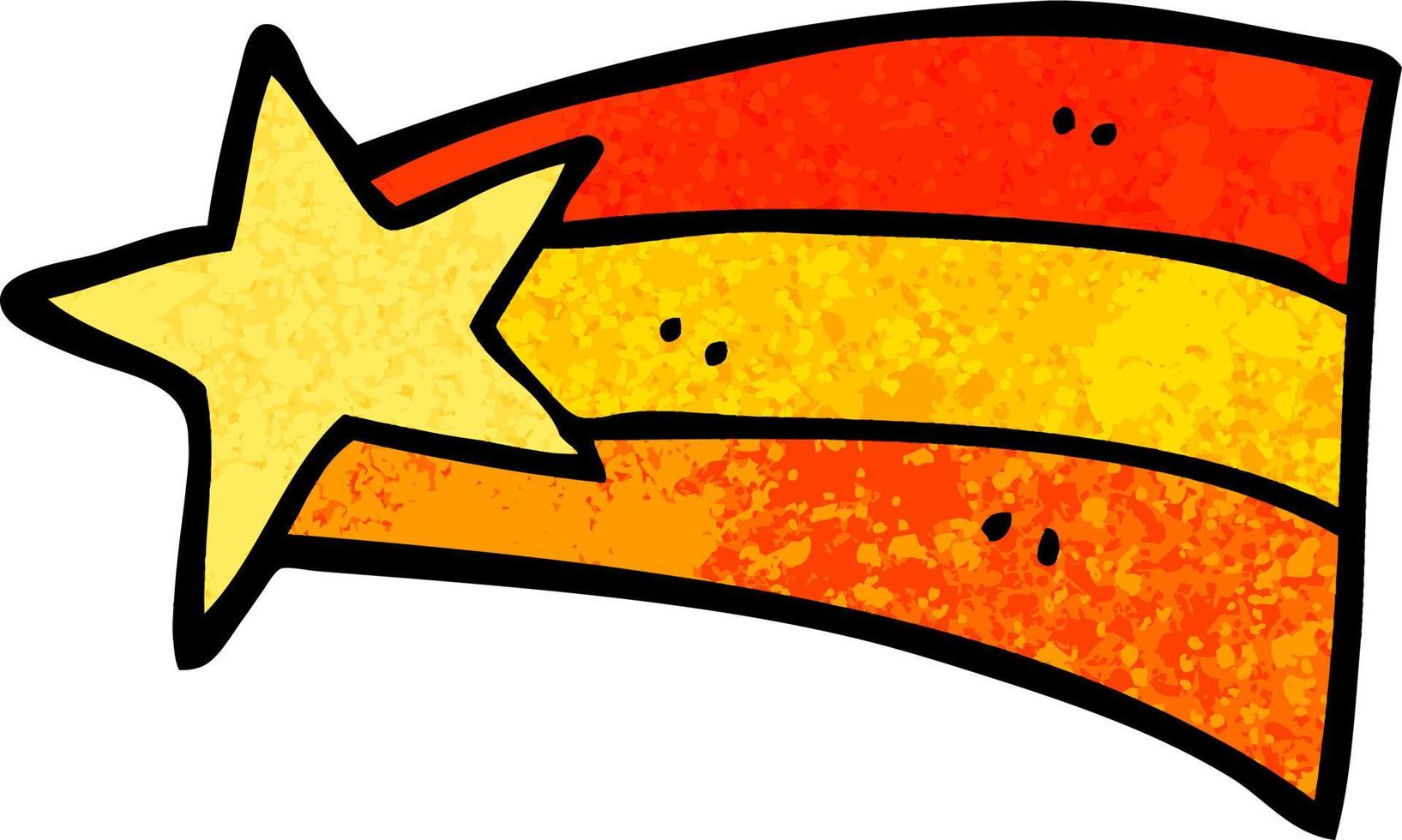 grunge textured illustration cartoon shooting star vector