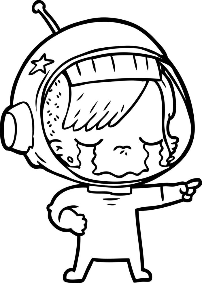 cartoon crying astronaut girl vector