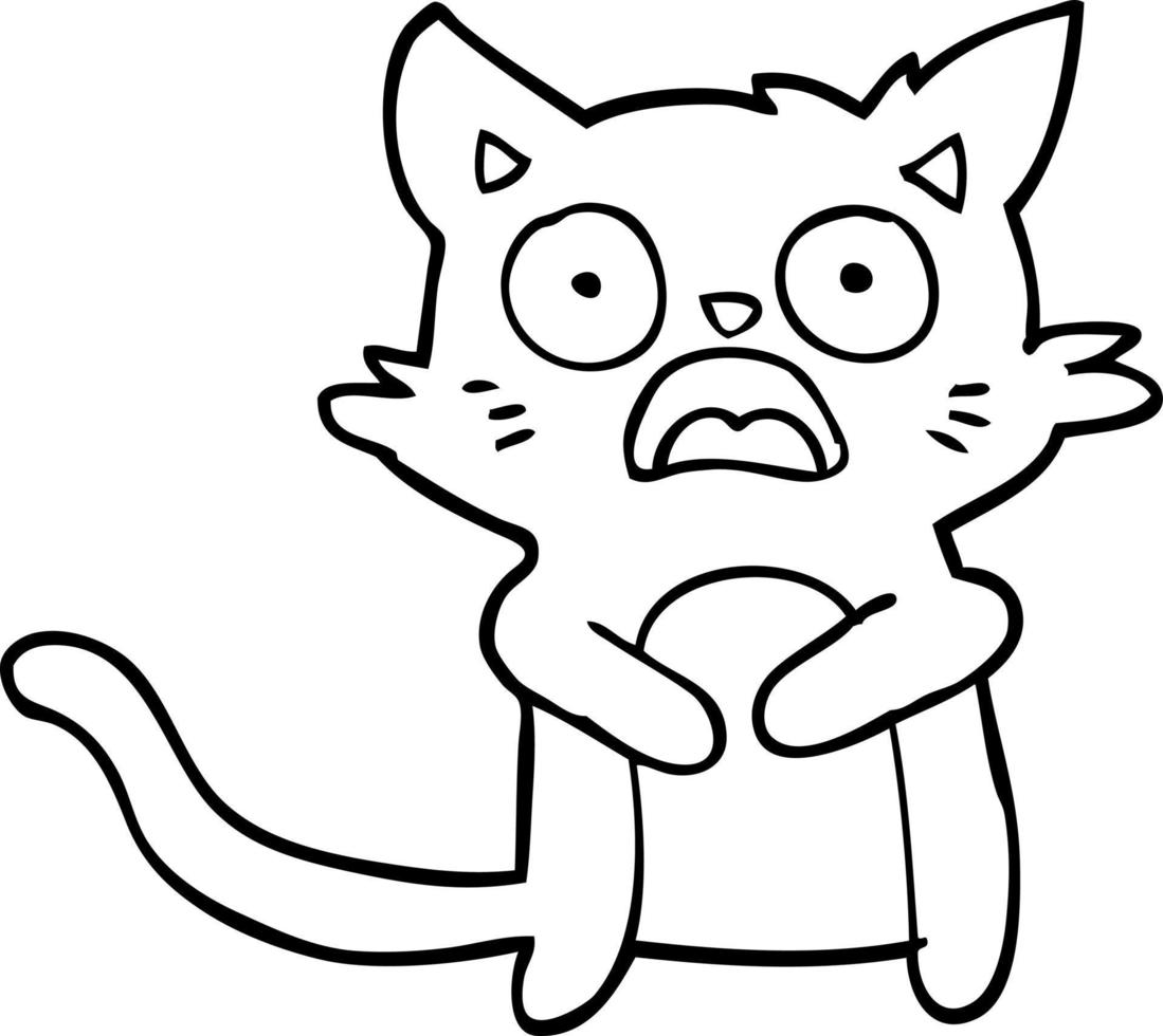 cartoon horrified cat vector