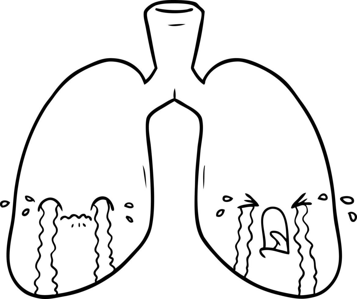 cartoon lungs crying vector
