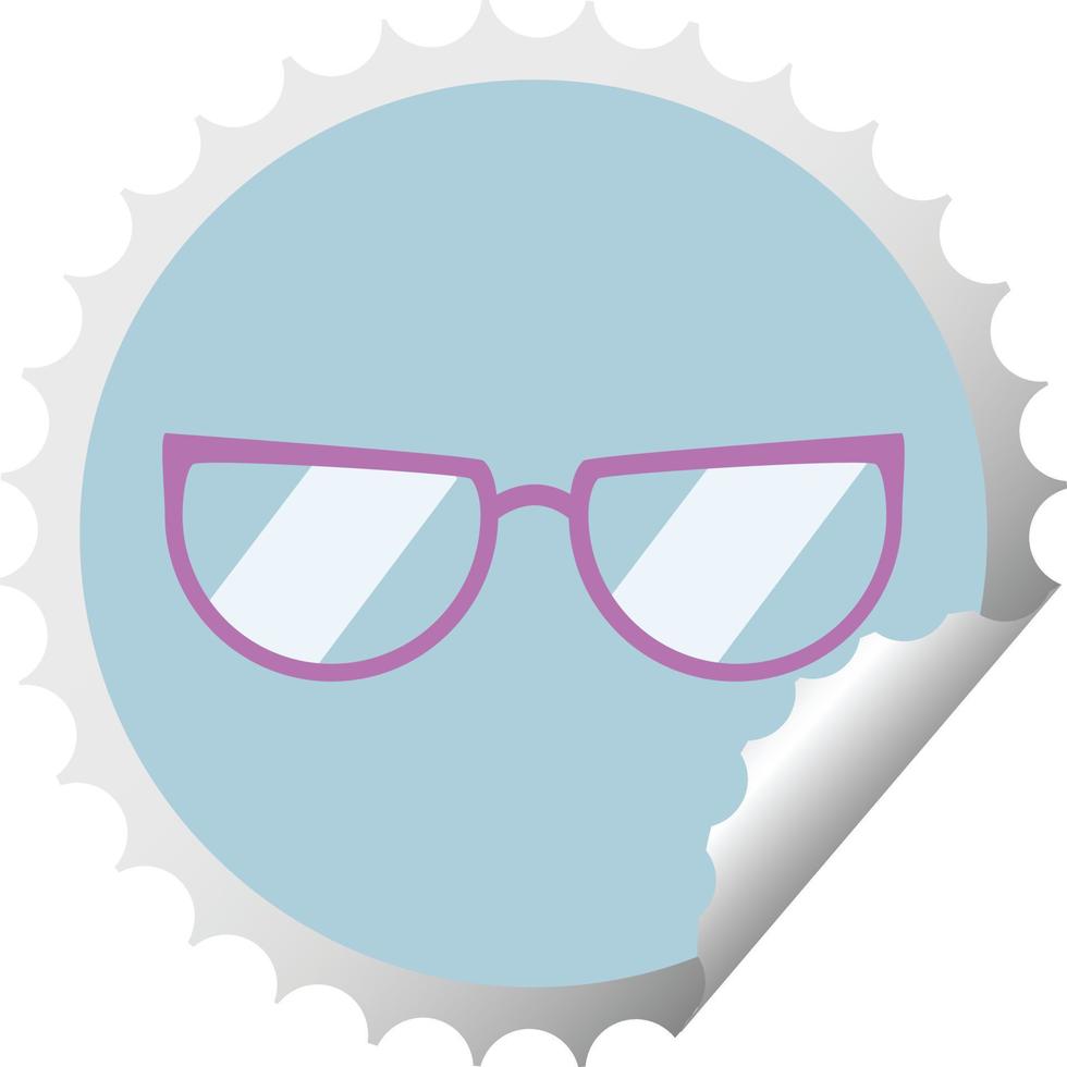 spectacles graphic vector illustration round sticker stamp