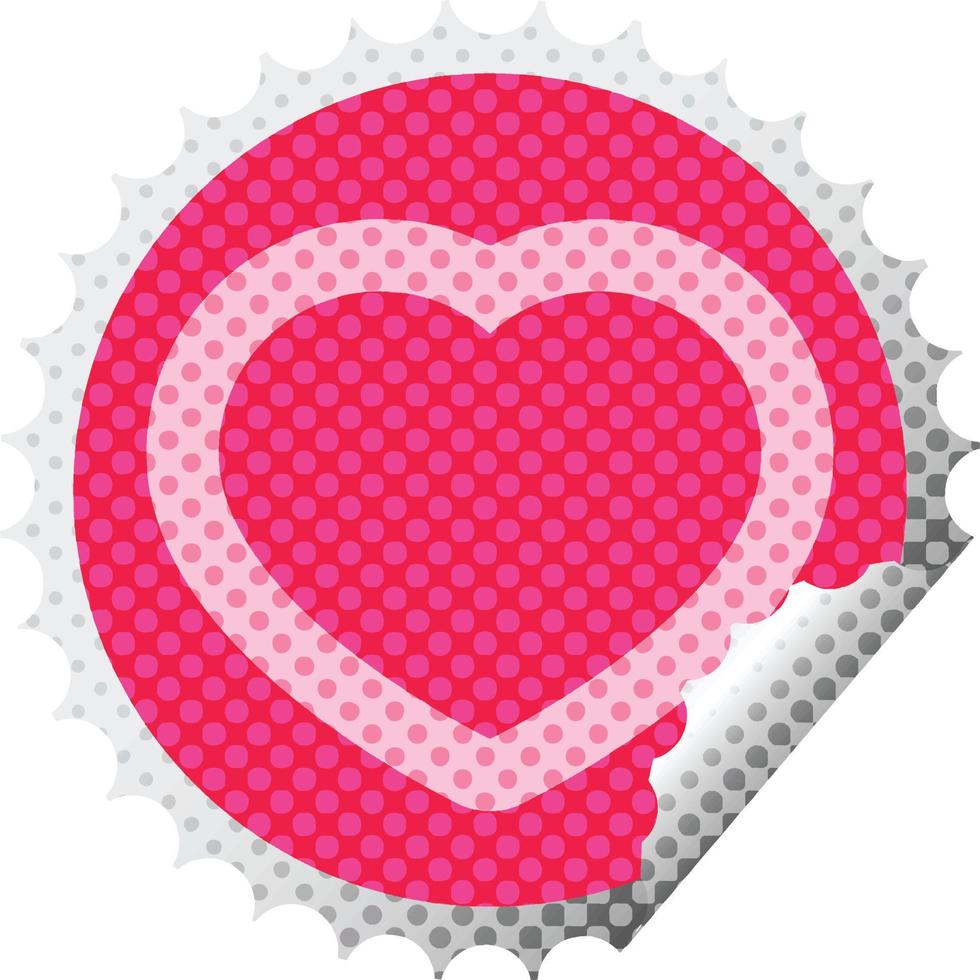 pegatina de pelado circular de vector gráfico de corazón