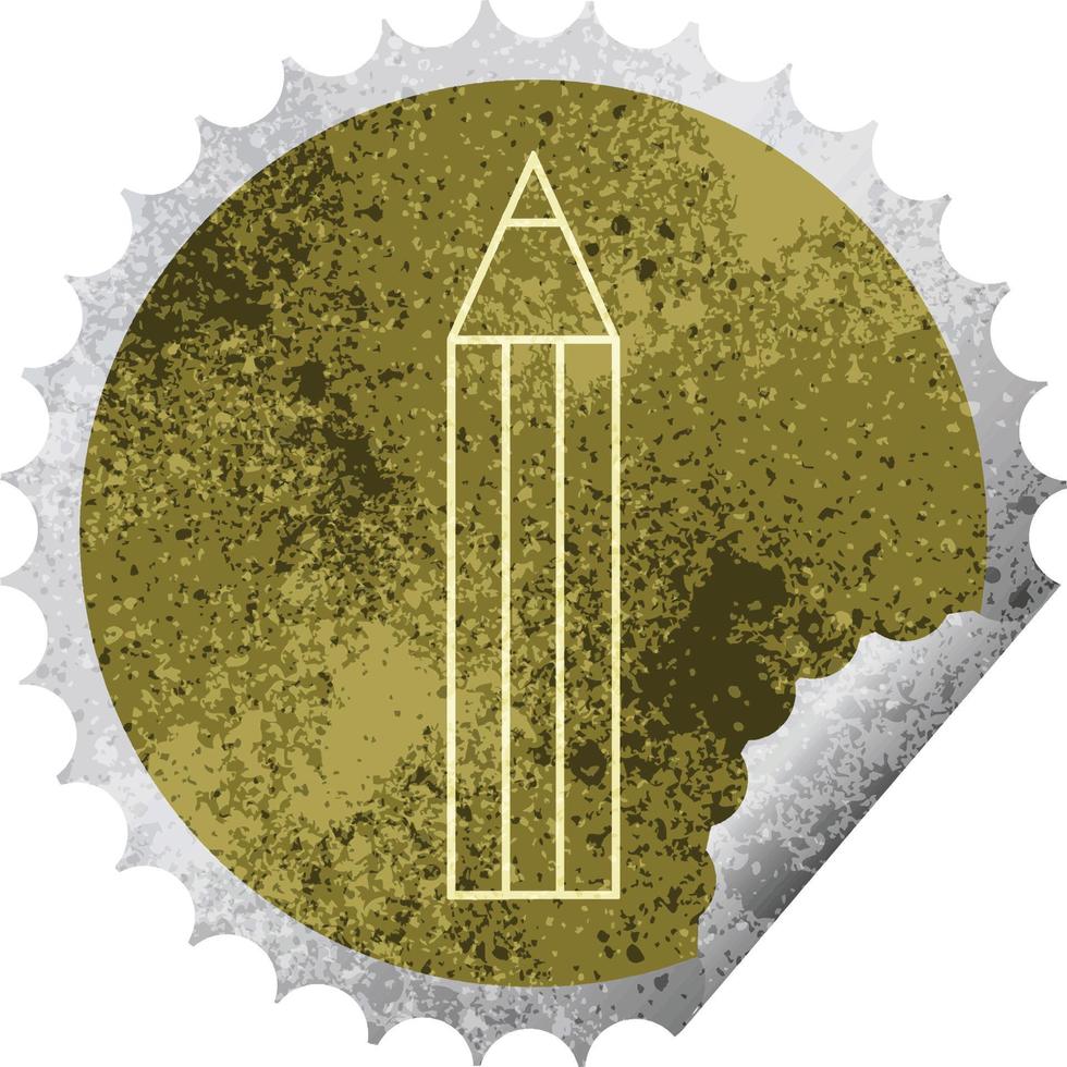 pencil vector illustration circular peeling sticker