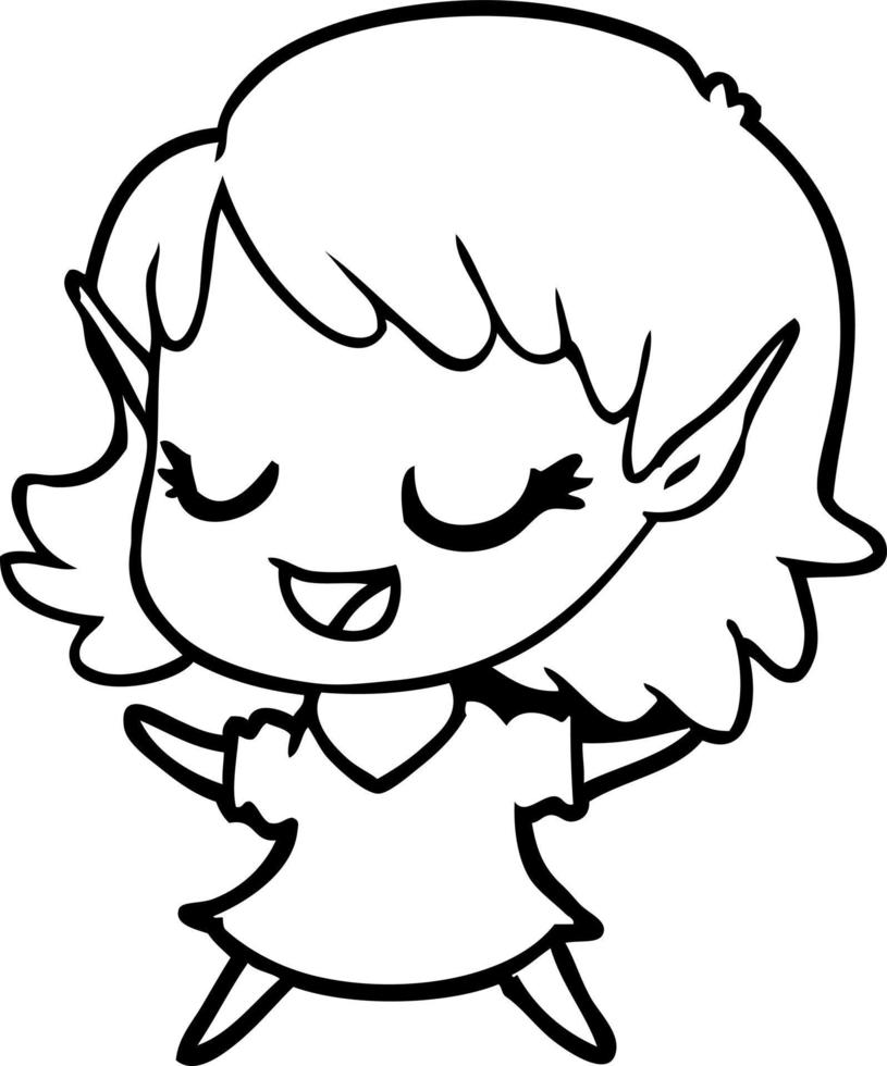 happy cartoon elf girl vector