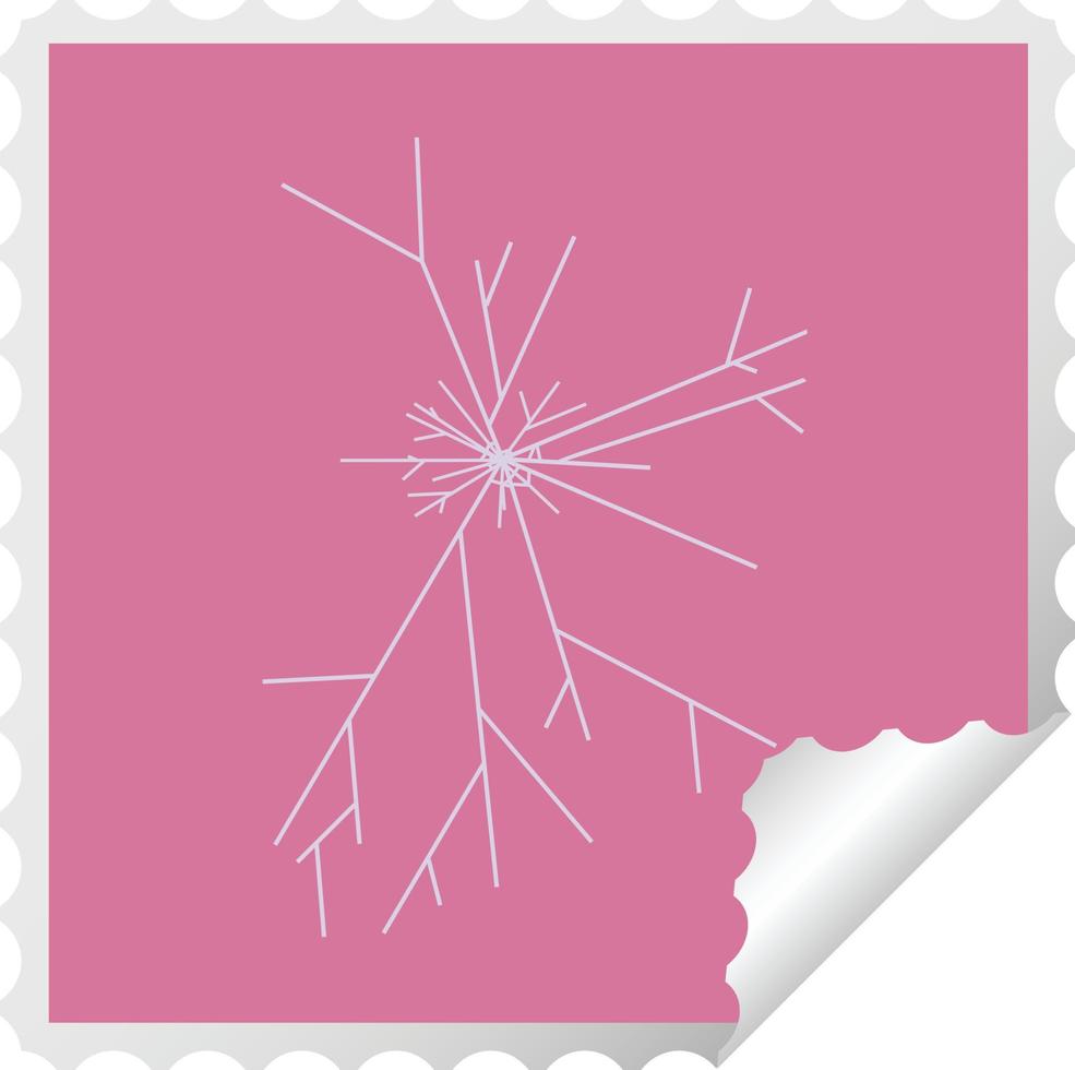 cracked screen graphic square sticker stamp vector