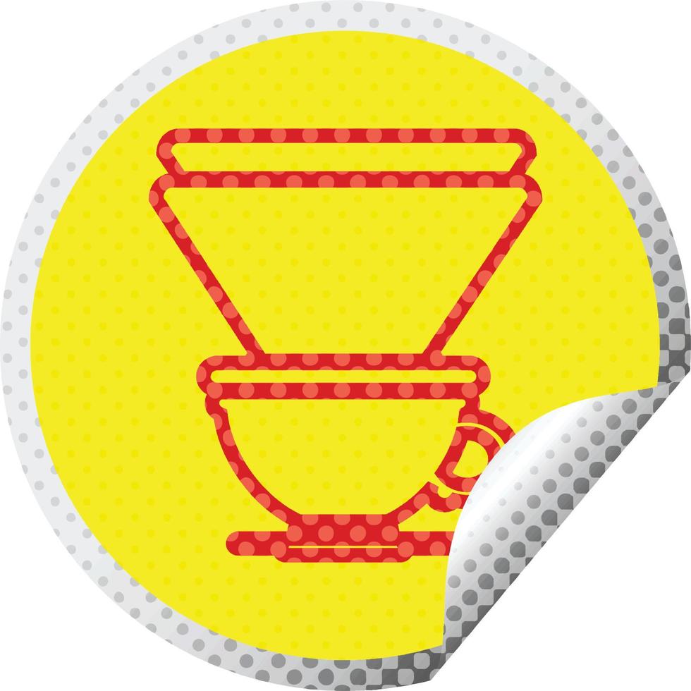 coffee filter cup circular peeling sticker vector