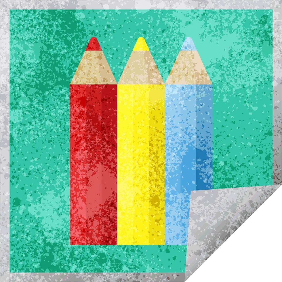 color pencils graphic vector illustration square sticker