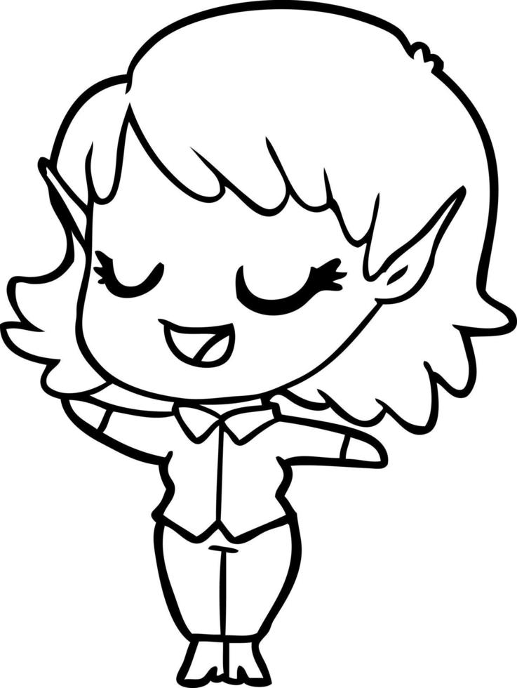 happy cartoon elf girl vector