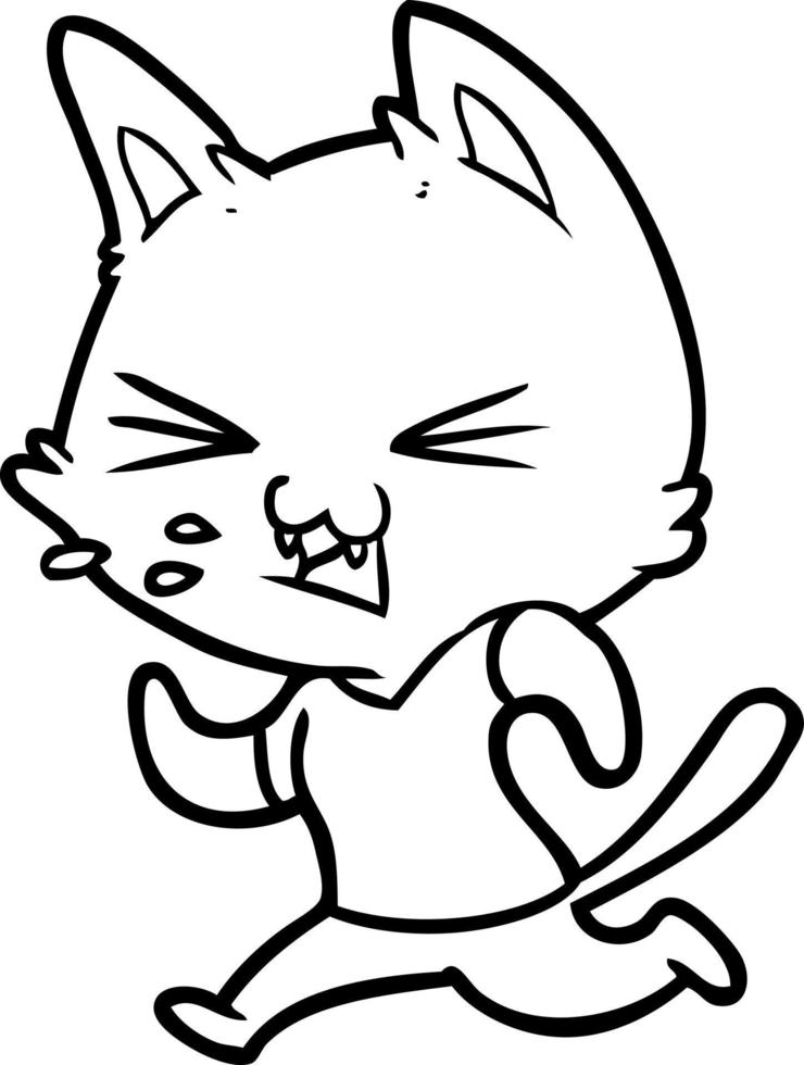 cartoon running cat hissing vector