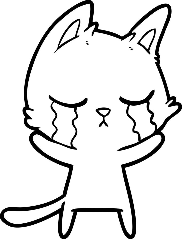 crying cartoon cat vector