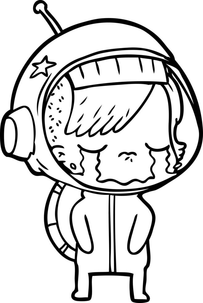 cartoon crying astronaut girl vector
